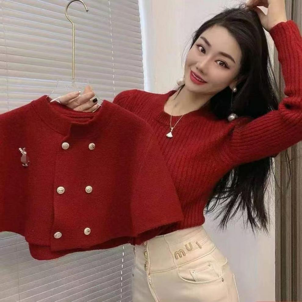 Xenia Sweater With Button Cape