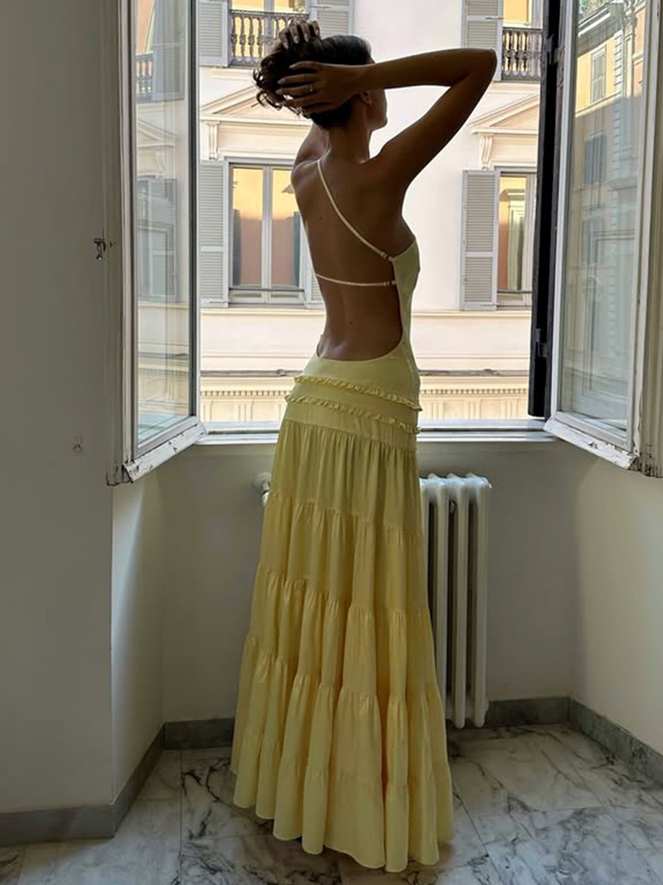 Justine Backless Layered Maxi Dress