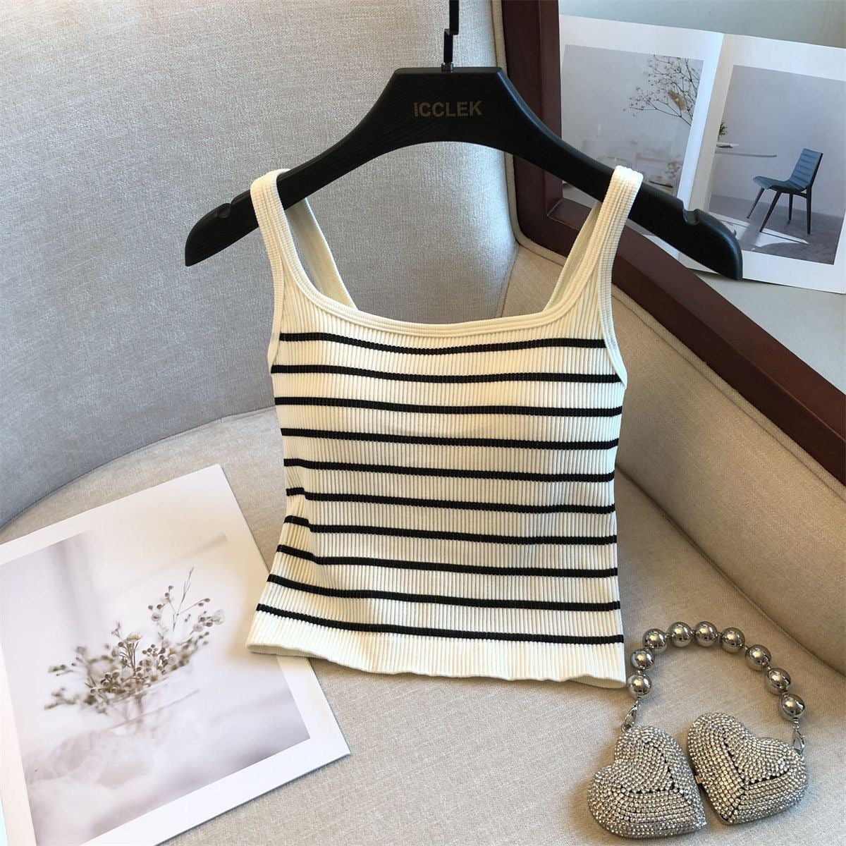 Marisa Striped Crop Padded Top