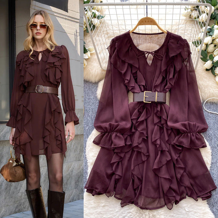 Kara Ruffle Mini Dress With Belt