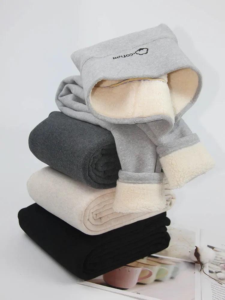 Lateno Premium Fleece Leggings In Grey