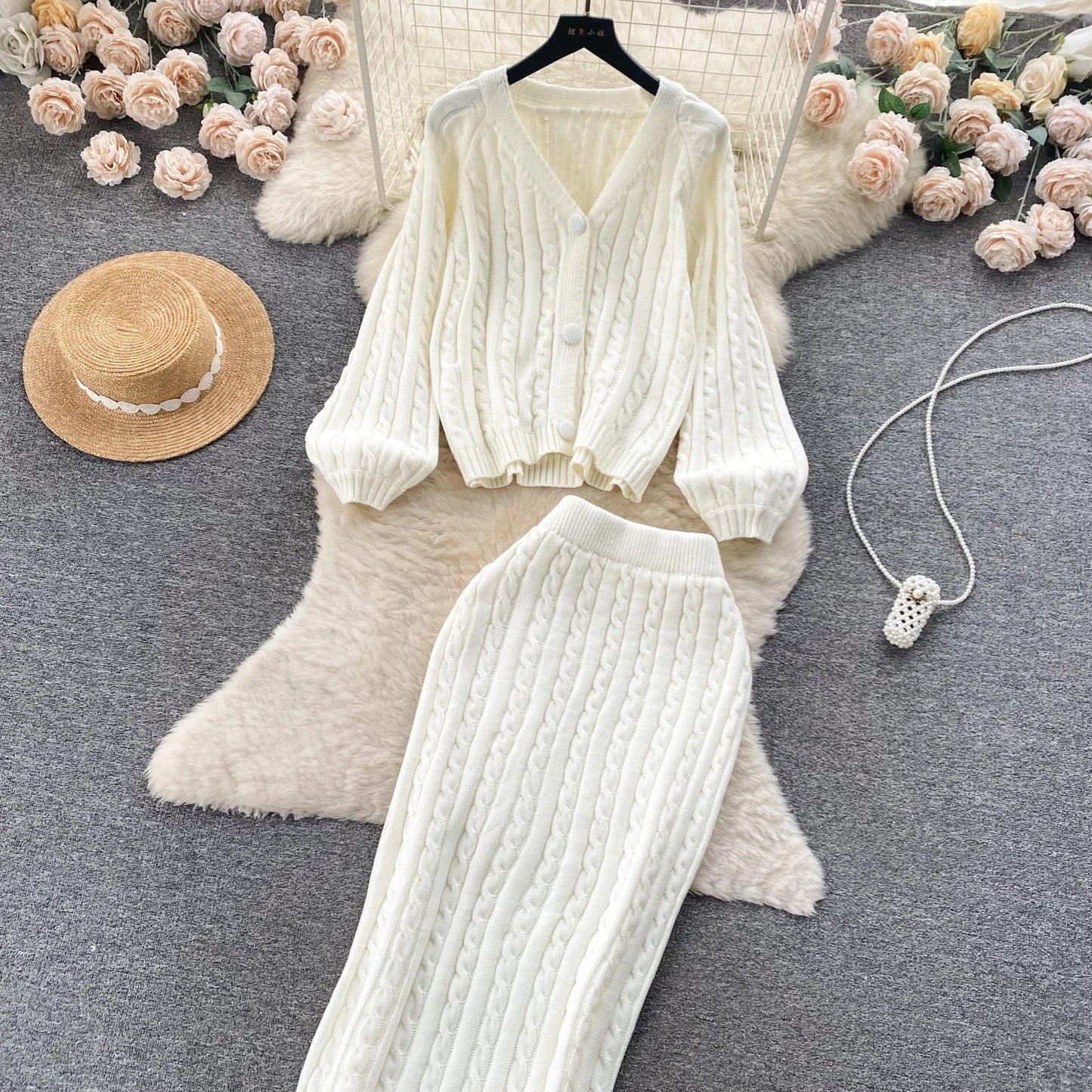 Crystella Winter Coord Set - Set of Sweater and Skirt