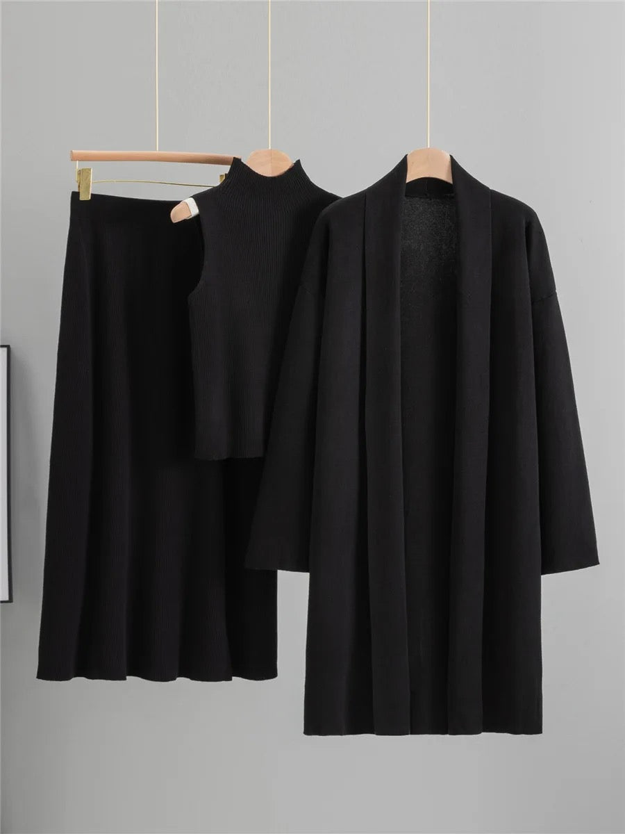 Casia Luxe Coord Skirt Set With Cape In Brown