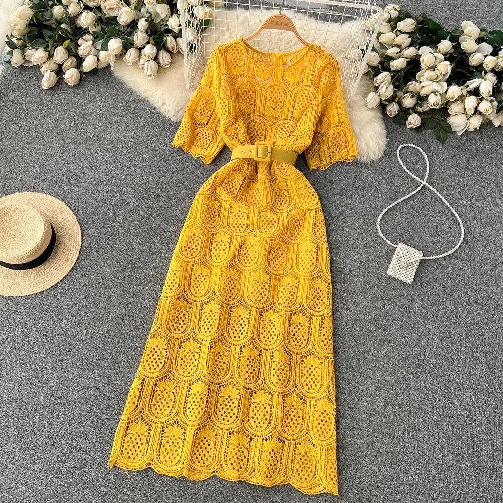 Bisco Luxury Lace Dress with Belt