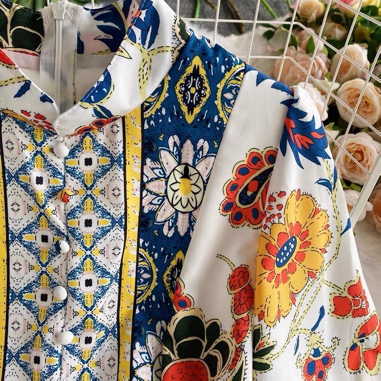 Brian Luxury Vintage Dress In Multicolor