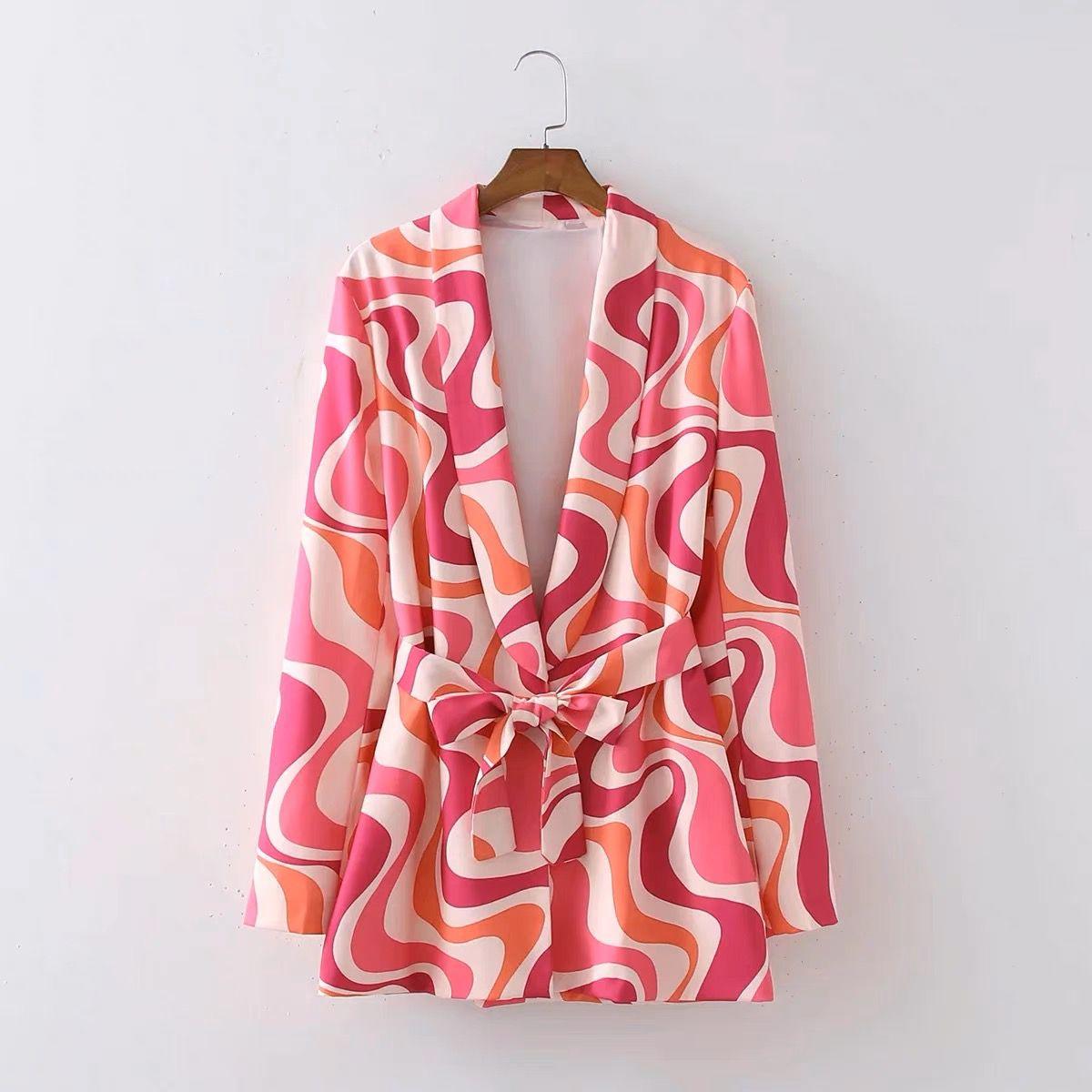 Briana Abstract Print Coord Set In Pink