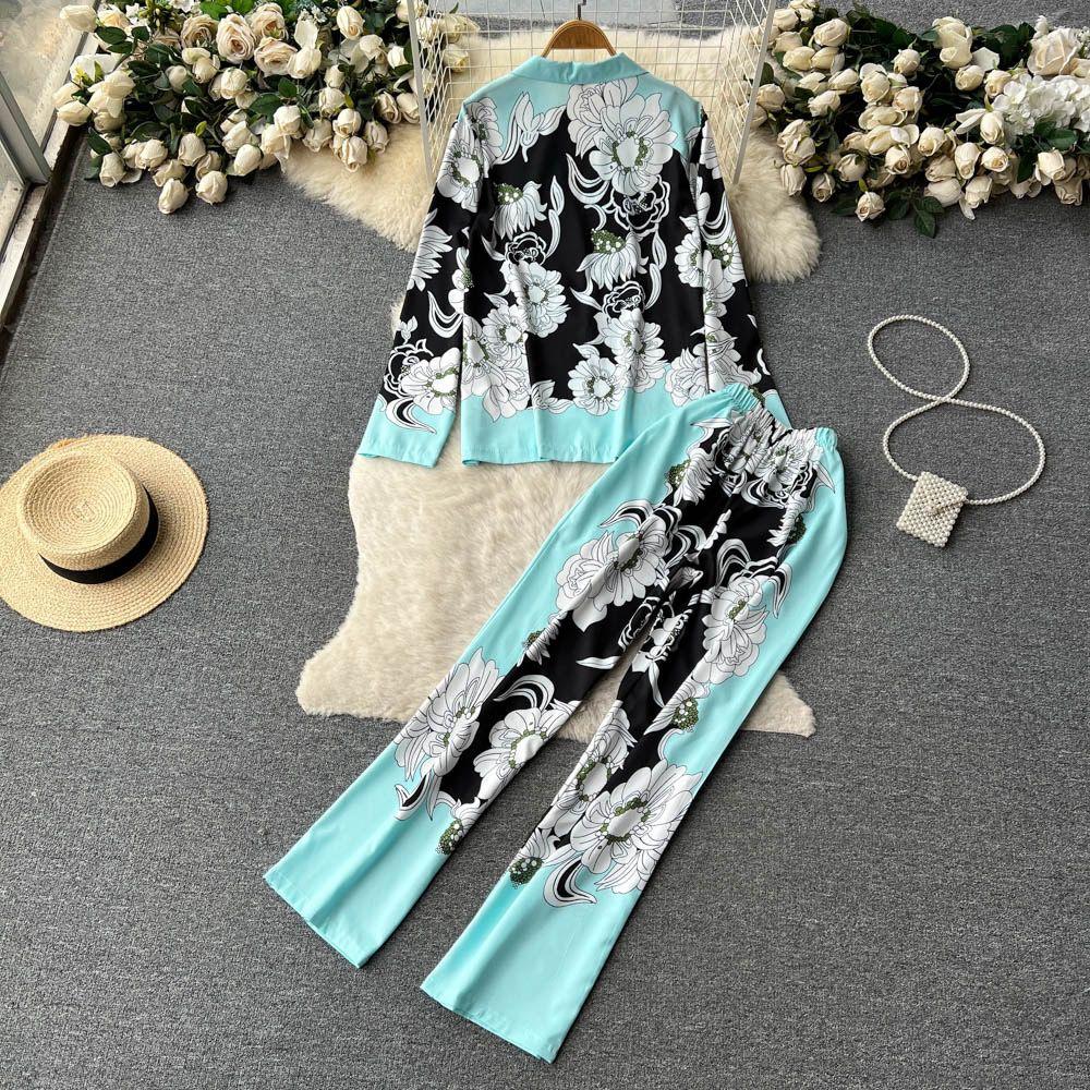 Peyton Abstract Print Coord Set In Aqua