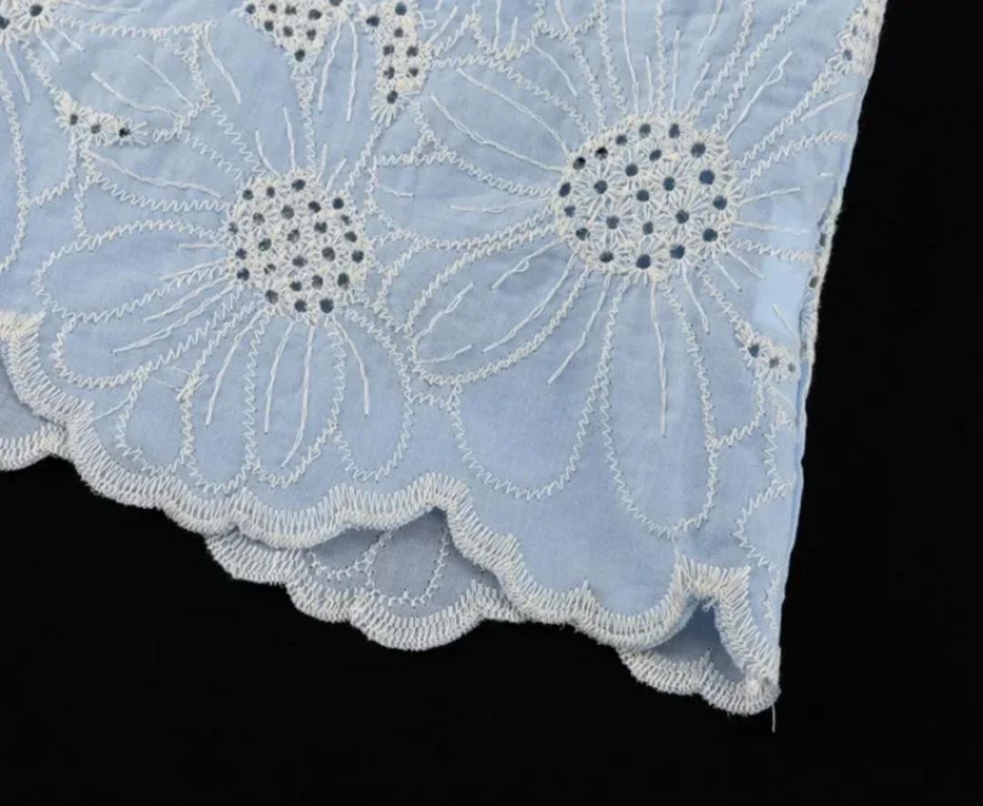 Coral Eyelet Summer Top In Blue