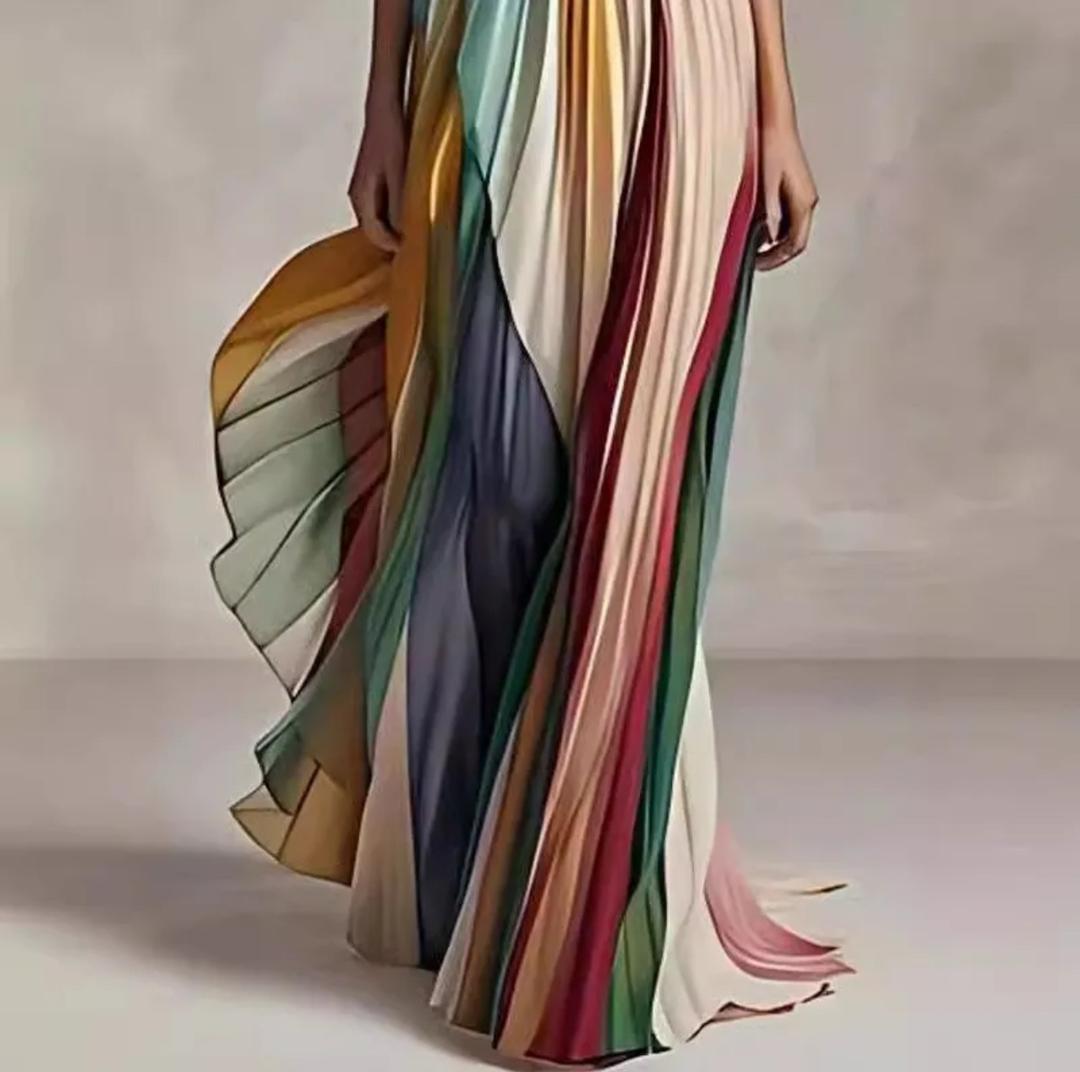 Mulberry Offshoulder Pleated Maxi Dress In Multicolor