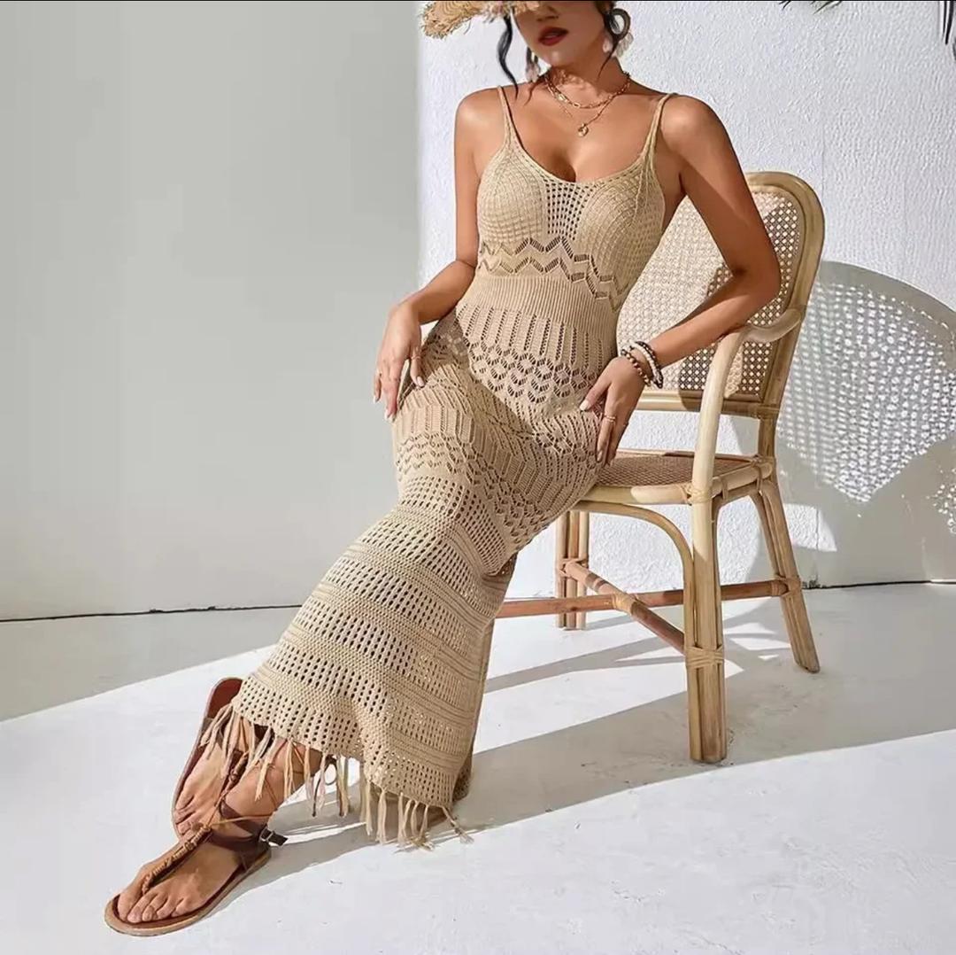 Emira Soft Knit Crochet Dress Resortwear