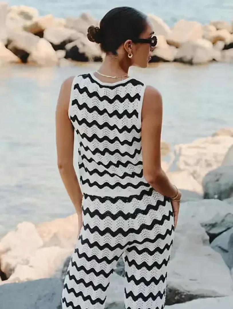 Lizale Luxe Soft Knit Coord Set In White