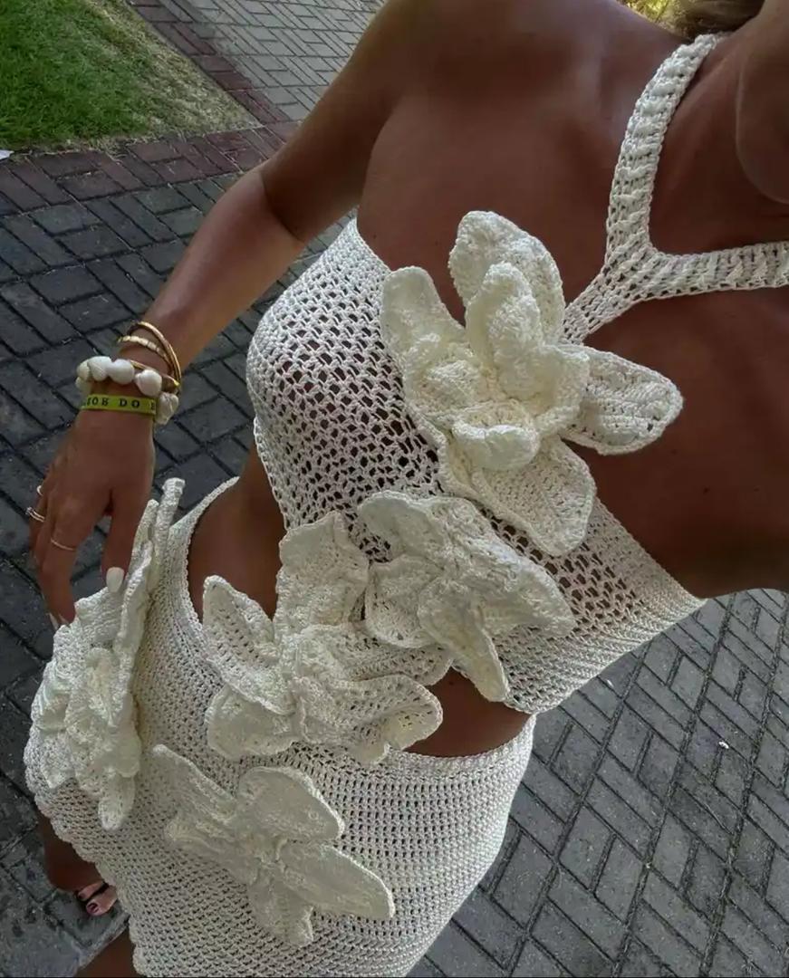 Lia Summer Lily Coord Set Resortwear In White