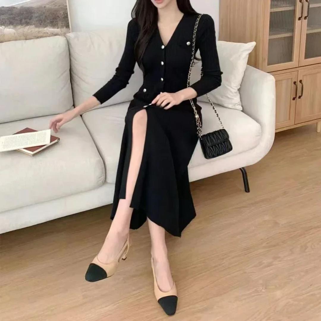 Sarah Luxe Soft Knit Dress In Black