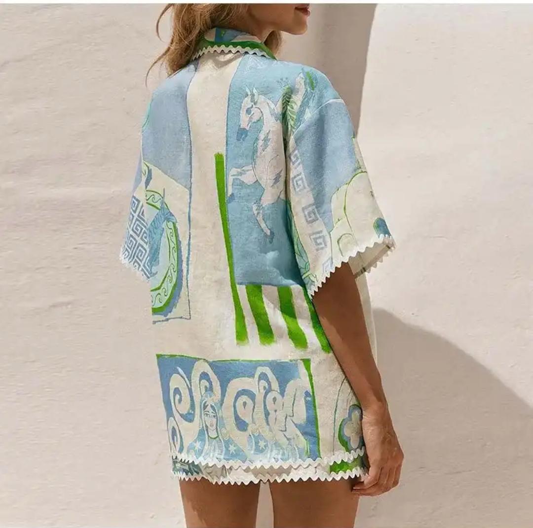 Trixie Printed Summer Coord In Blue