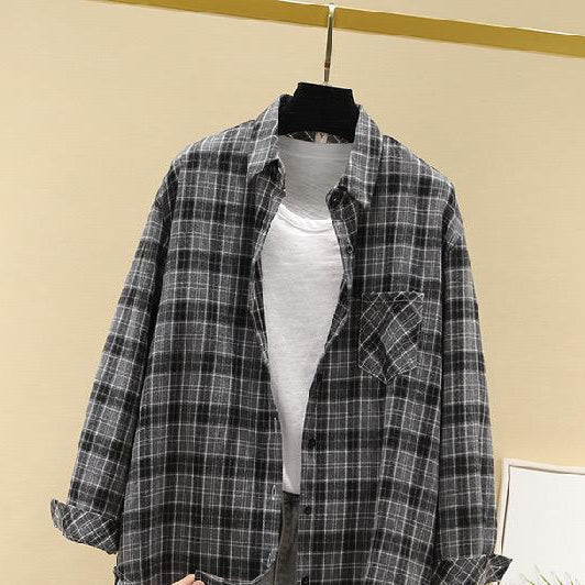 Adrian Plaid Streetstyle Shirt (ONLY SHIRT) In Grey
