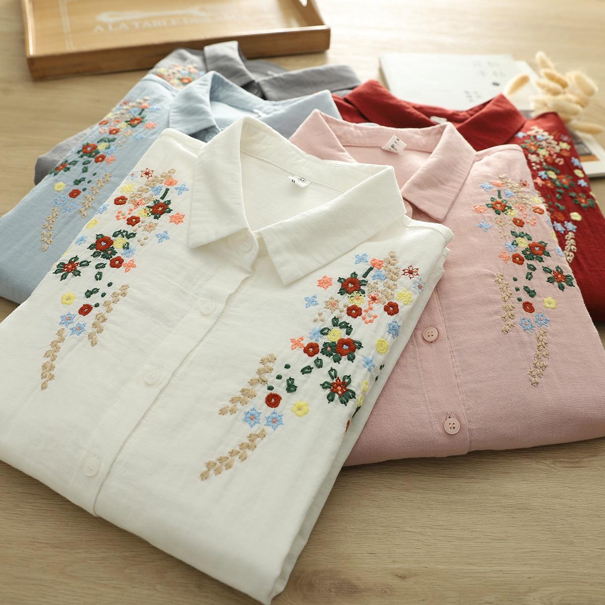 Faina Statement Cotton Shirt In Sky Blue