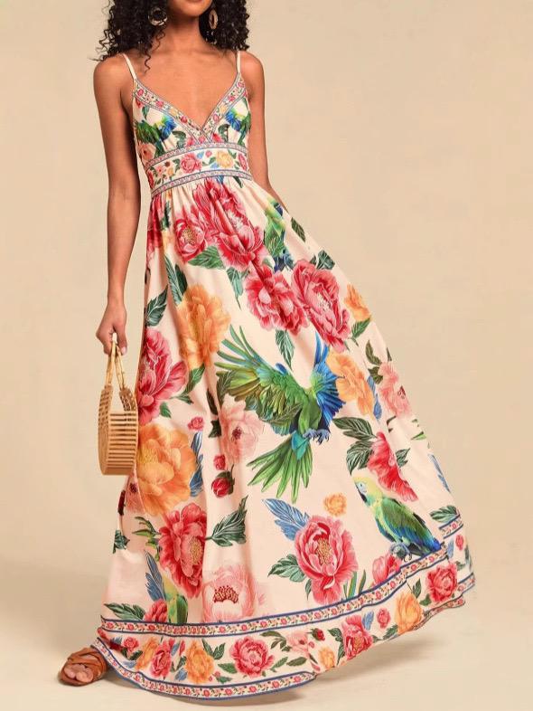Anemone Floral Summer Holiday Dress In Multicolor