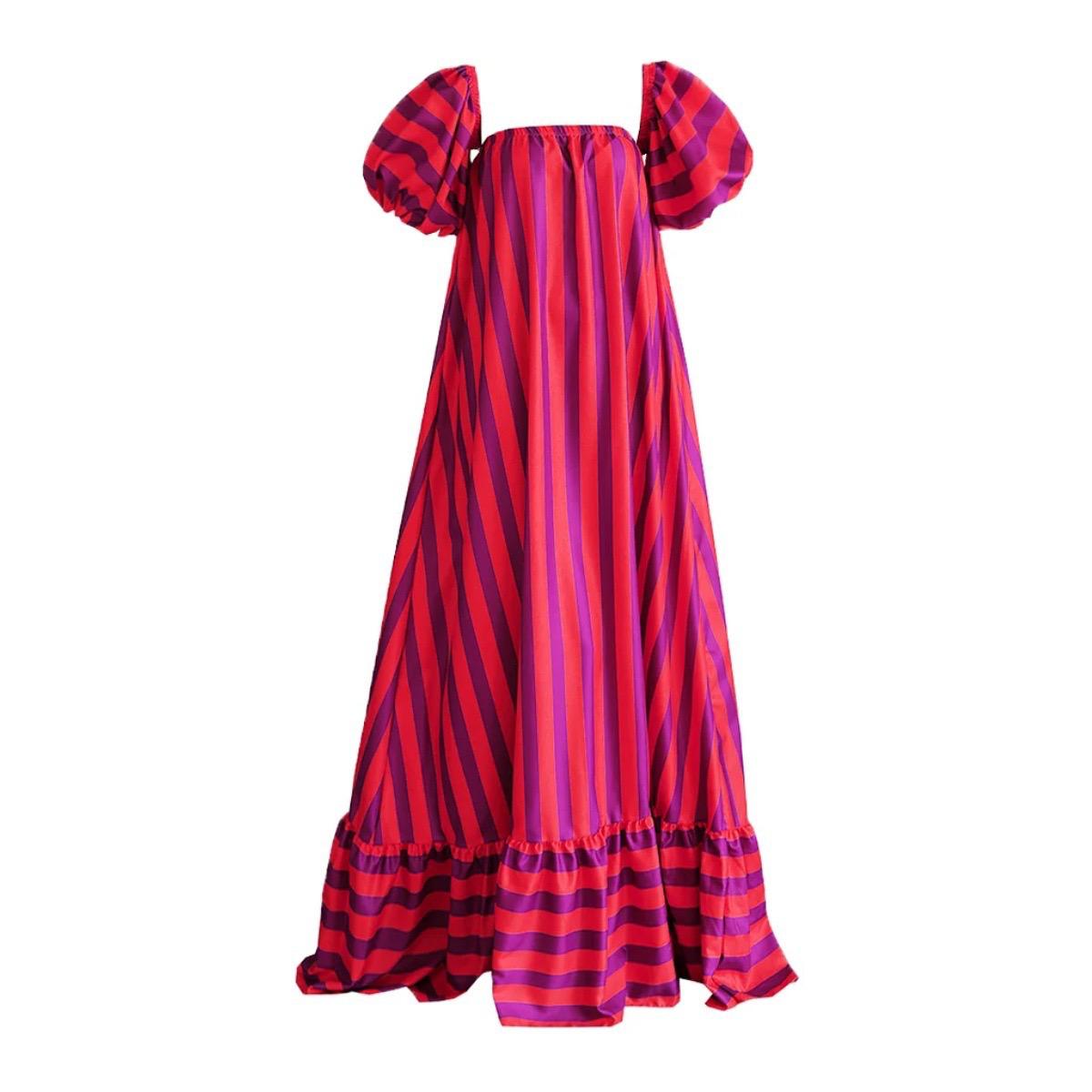 Lisba Luxury Striped Maxi Dress In Multicolor