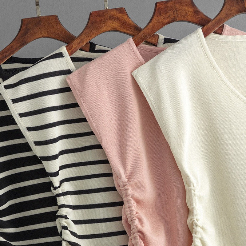 Norie Knit Summer Top In Peach