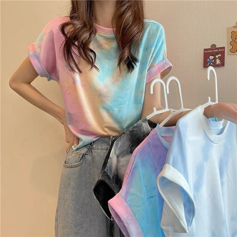 Delfina Tie And Dye Top In Multicolor