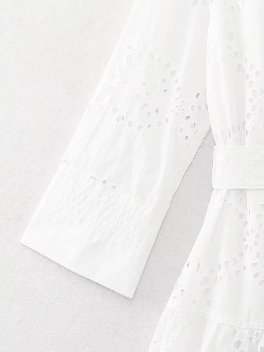 Filly Cotton Eyelet Summer Midi Dress In White
