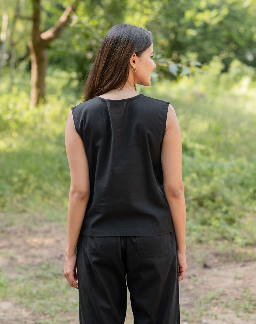 Jade Black Crop Top