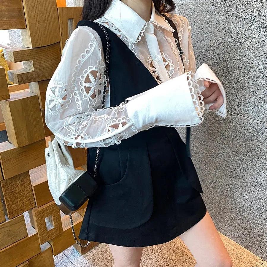 Milan Eyelet Blouse In White