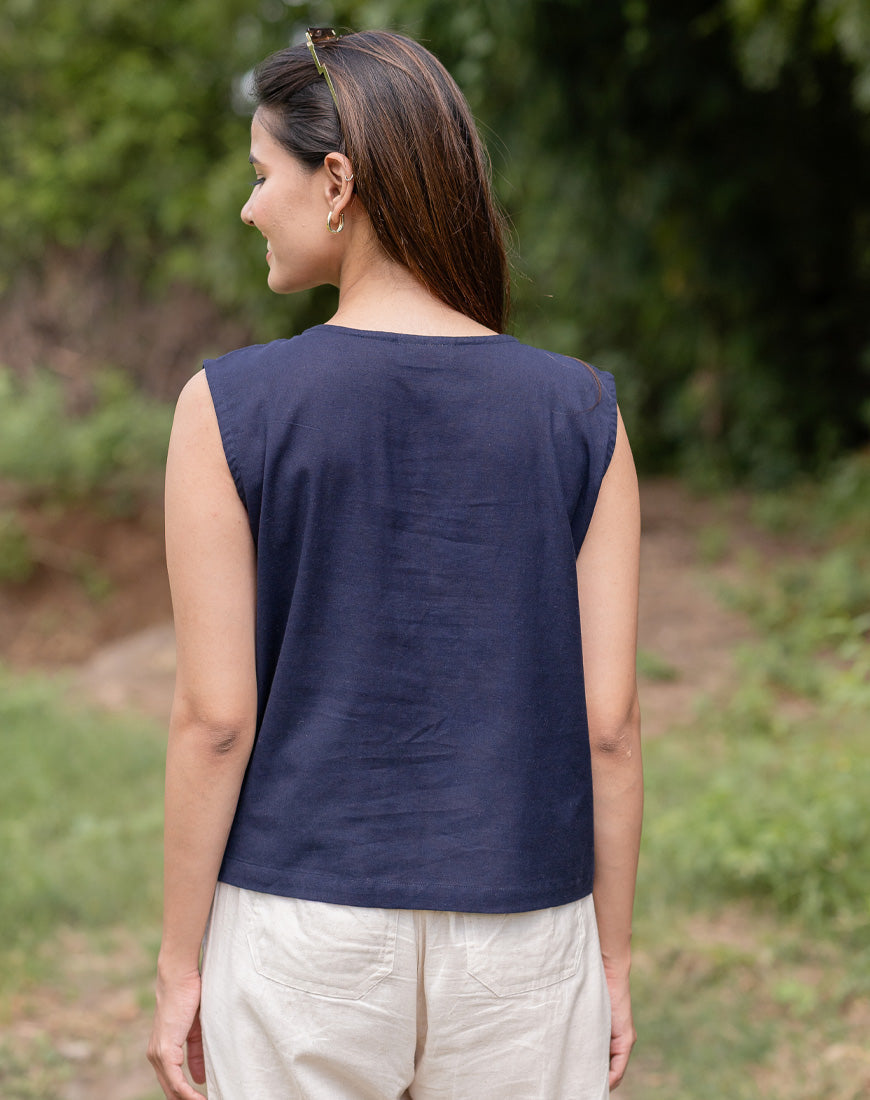 Navy Blue Crop Top
