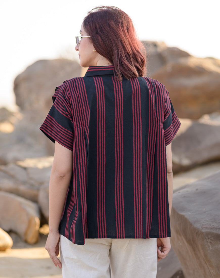 Red Over Black Shirt