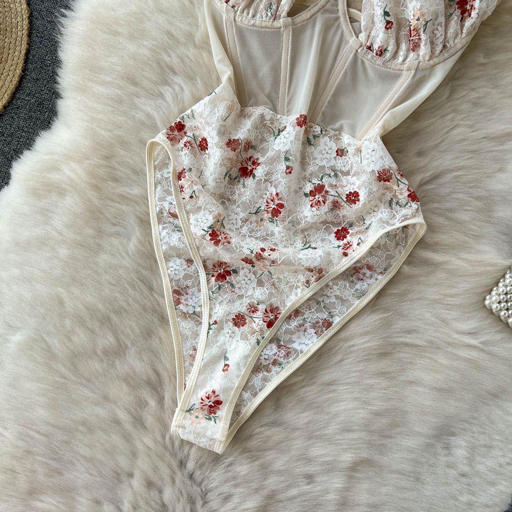 Rivka Lace Corset Bodysuit In White