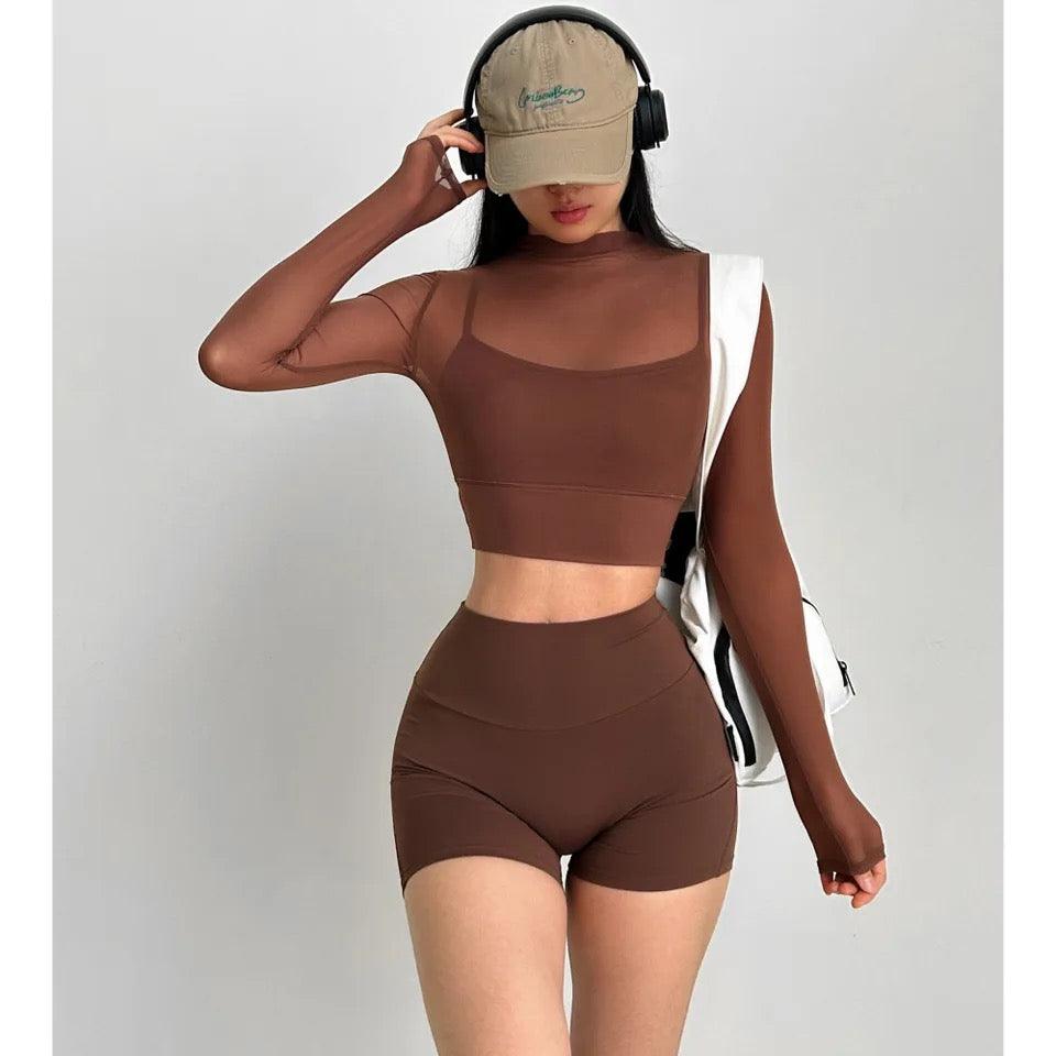 Terra Seamless Top with Inbuilt Bra In Black