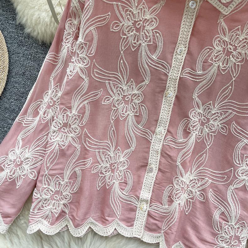 Zen Premium Embroidered Cotton Shirt In Pink