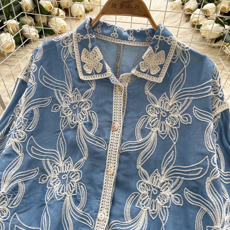 Zen Premium Embroidered Cotton Shirt In Beige