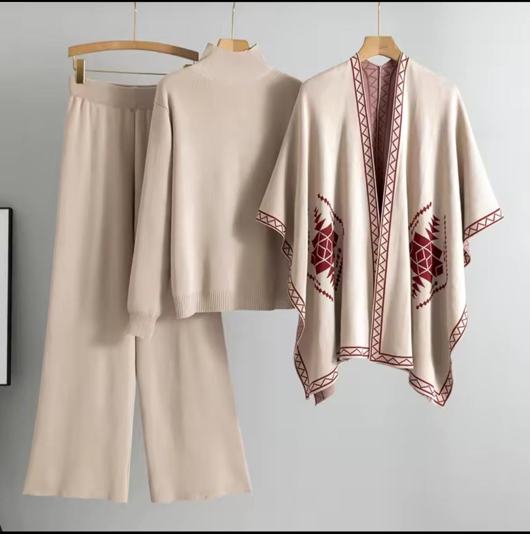 Nelya Luxe Winter Coord Set- With Cape