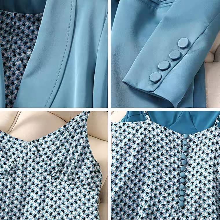Willa A Line Dress with Blazer In Blue