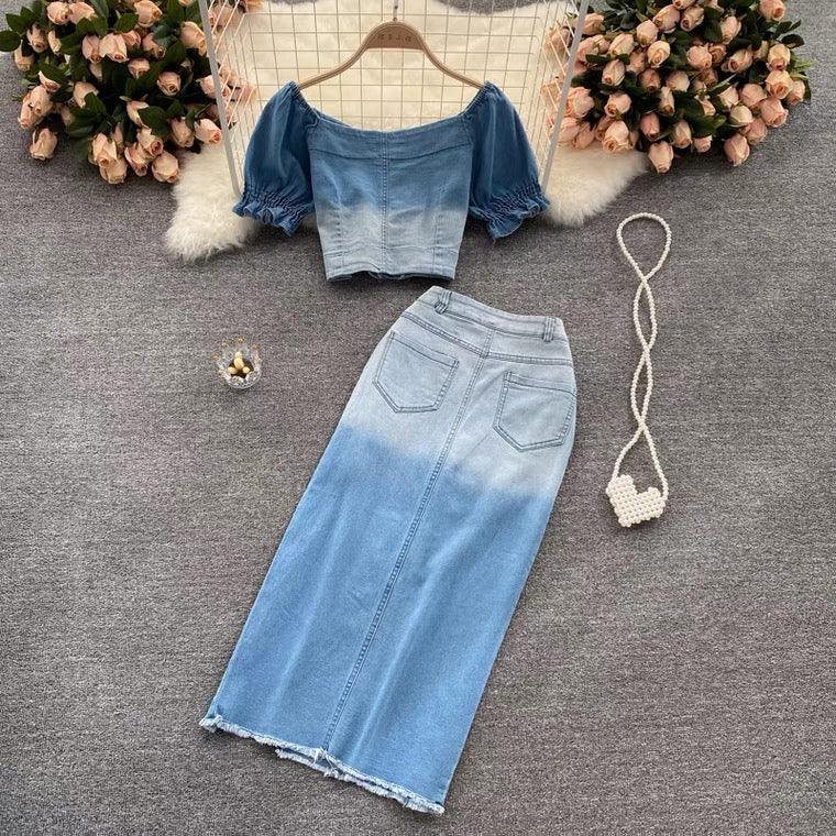 Laurel Denim Coord Set In Light Blue