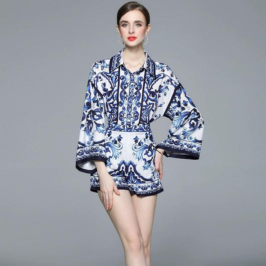 Mary Porcelain Coord Set In Blue