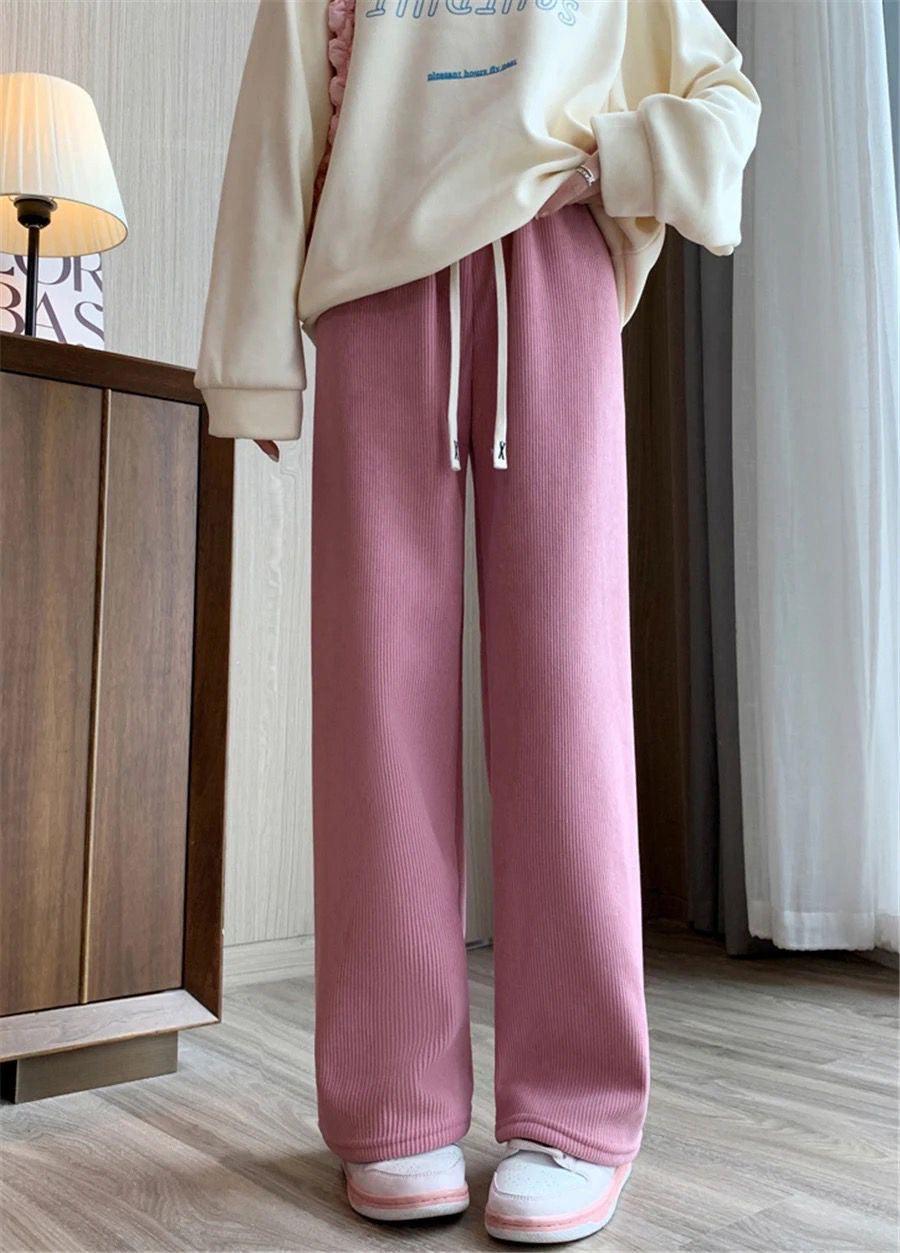 Marley Wide Leg Fleece Pants In Black