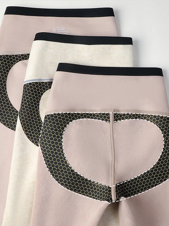 Martha Slimming Premium Fleece Leggings with Buttons In Grey