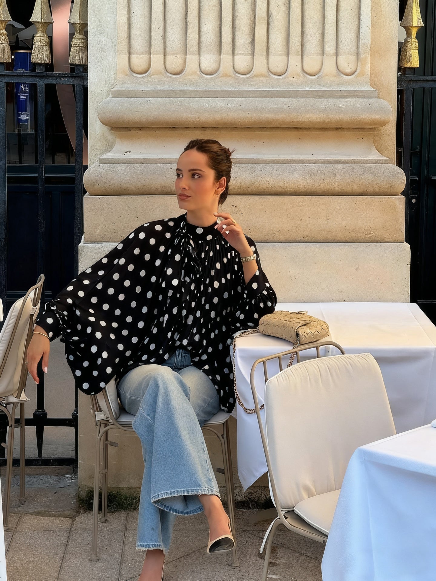 Cyrilla Polka Oversized Top