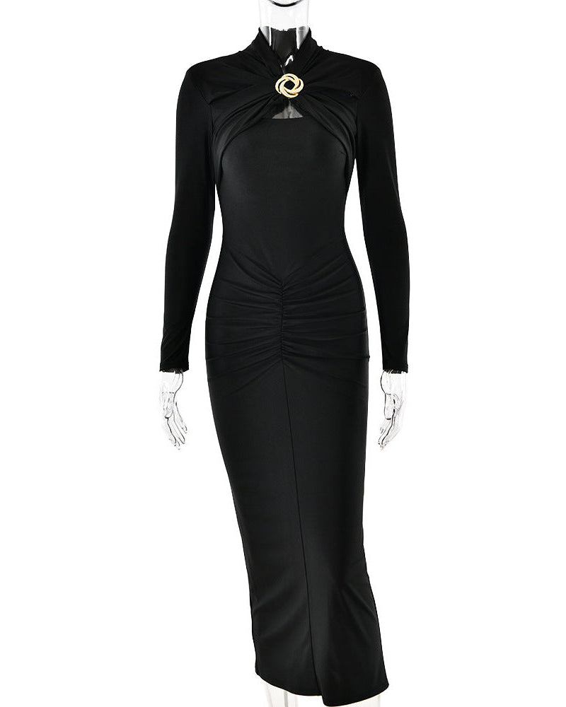 Malina Bodycon Midi Dress In Black