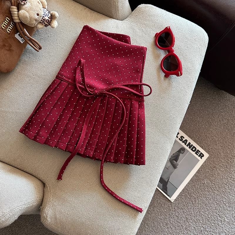 Billie Pleats Bow Polka Skorts