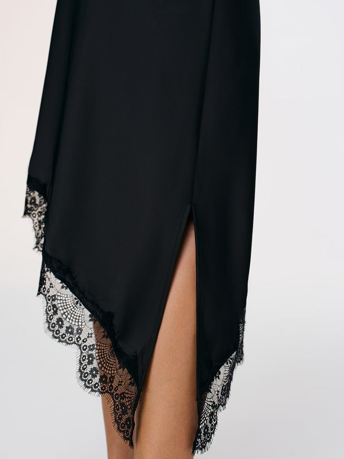 Linn Satin Lace Asymmetric Midi Skirt