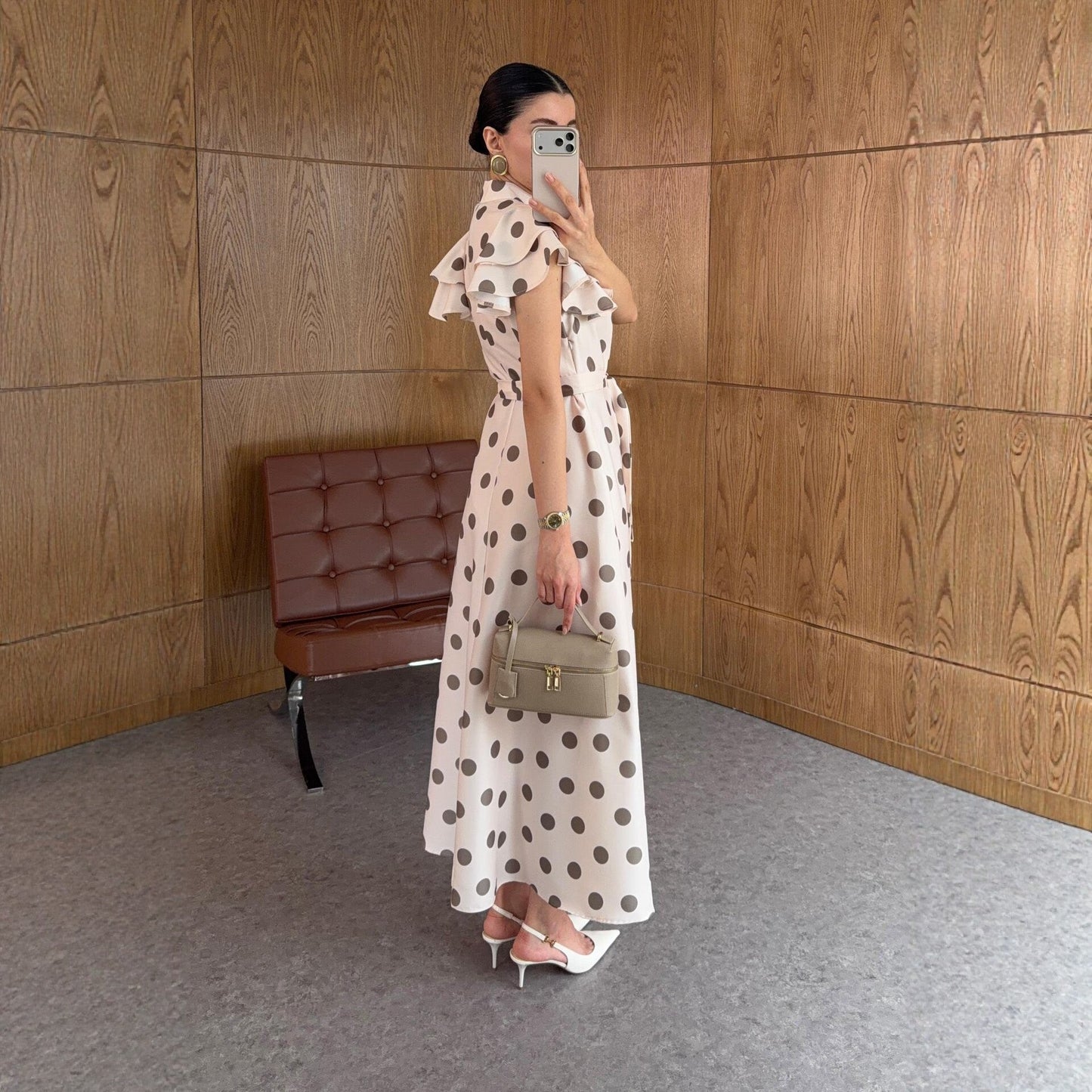 Noemie Ruffle Polka Maxi Dress