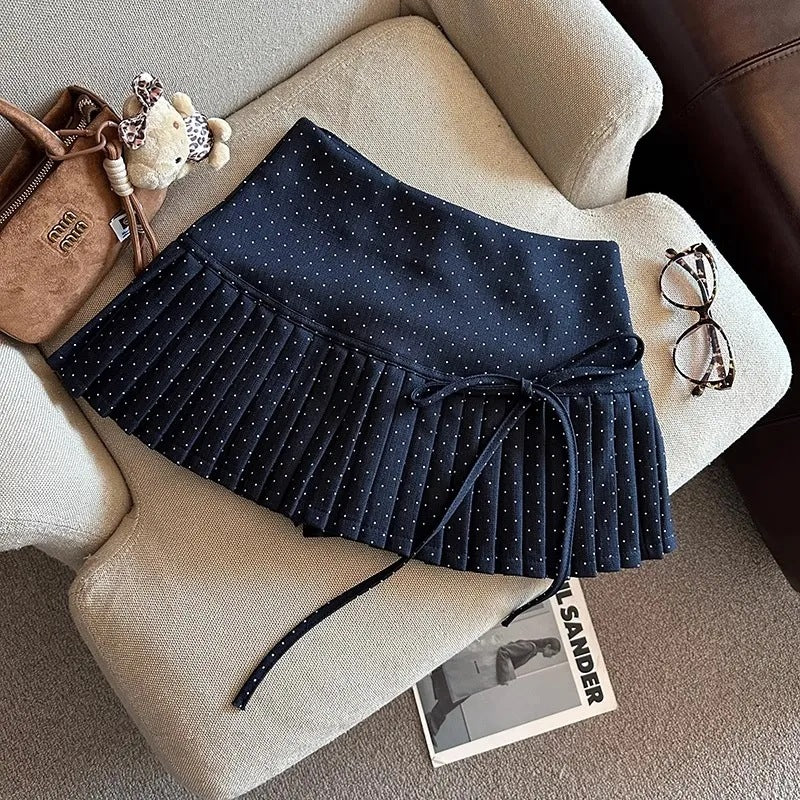 Billie Pleats Bow Polka Skorts