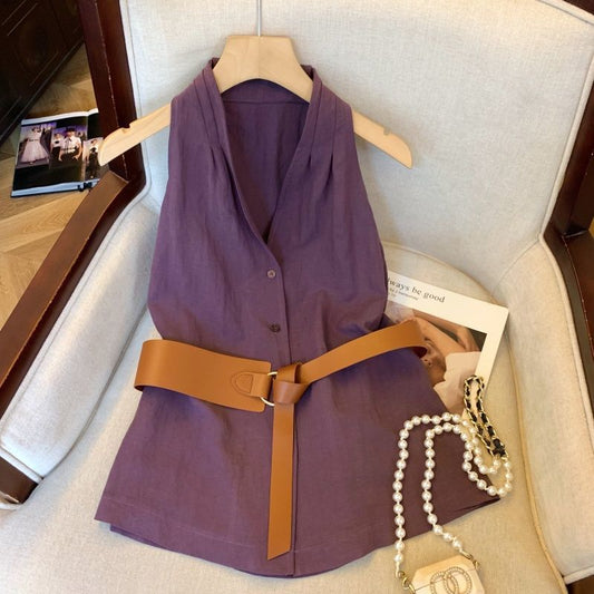 Chile Halterneck Top With Belt