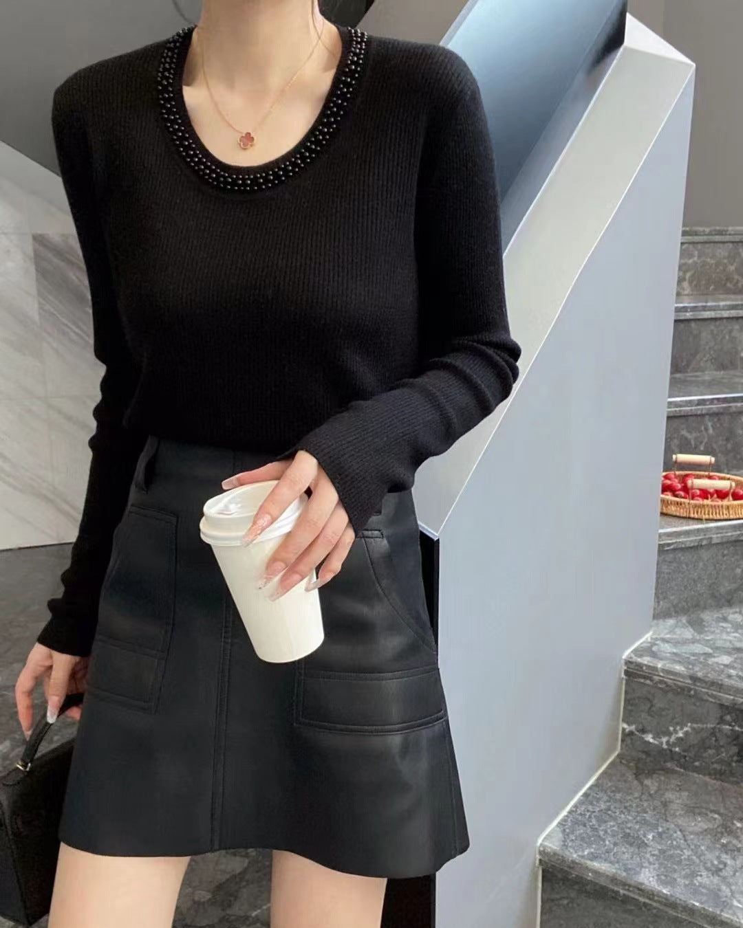 Caroline Pearl Soft Knit Pullover