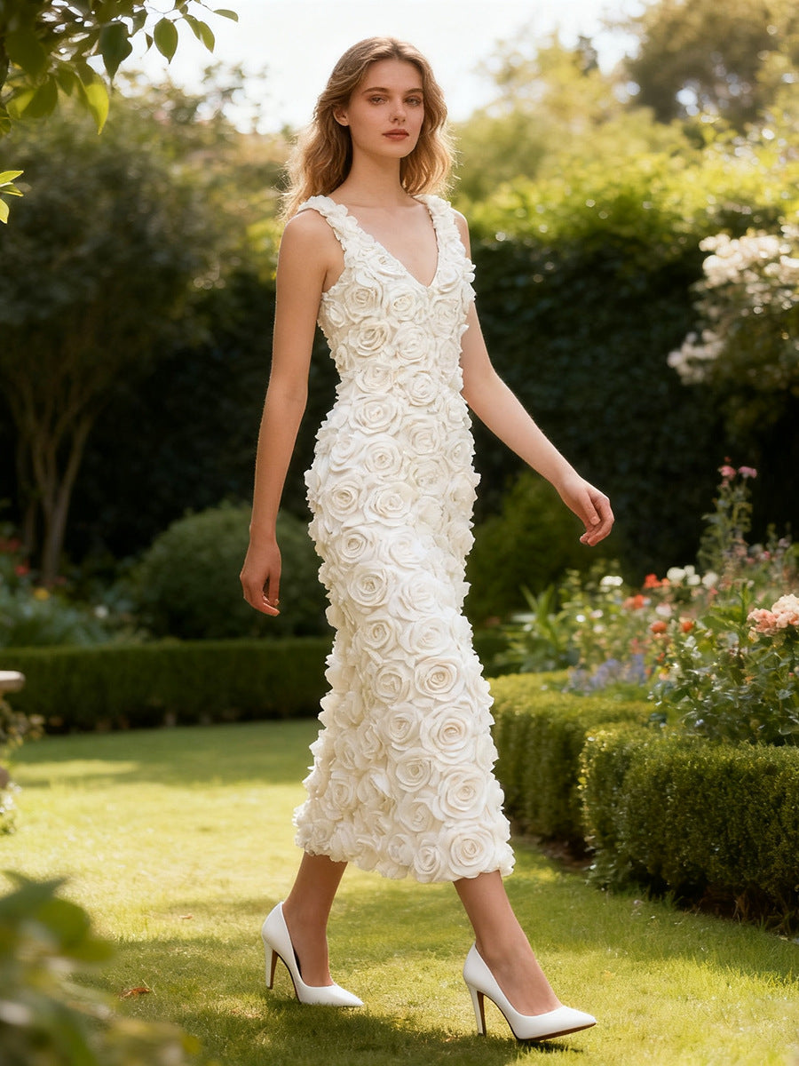 Cosmos Luxe 3D Floral Maxi Dress