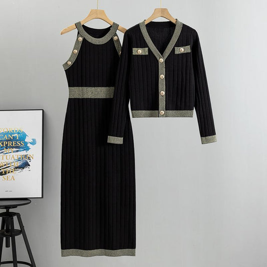 Azure Set of Dress and Cape In Black