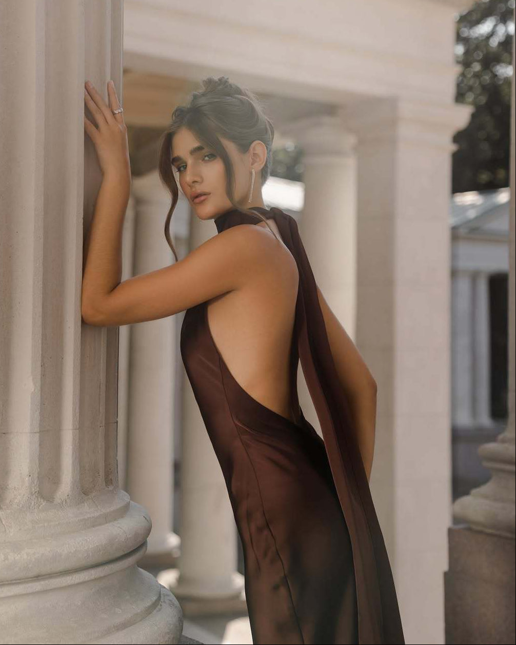Rachel Halterneck Slit Maxi Dress